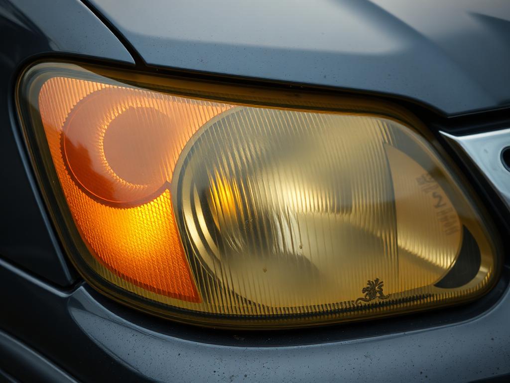 Cloudy yellowed headlight before restoration in San Diego